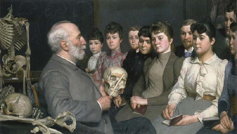 Professor Curman am teaching akademielever in anatomy, unknow artist